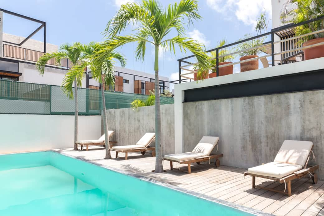 Pool located in the first floor of the building